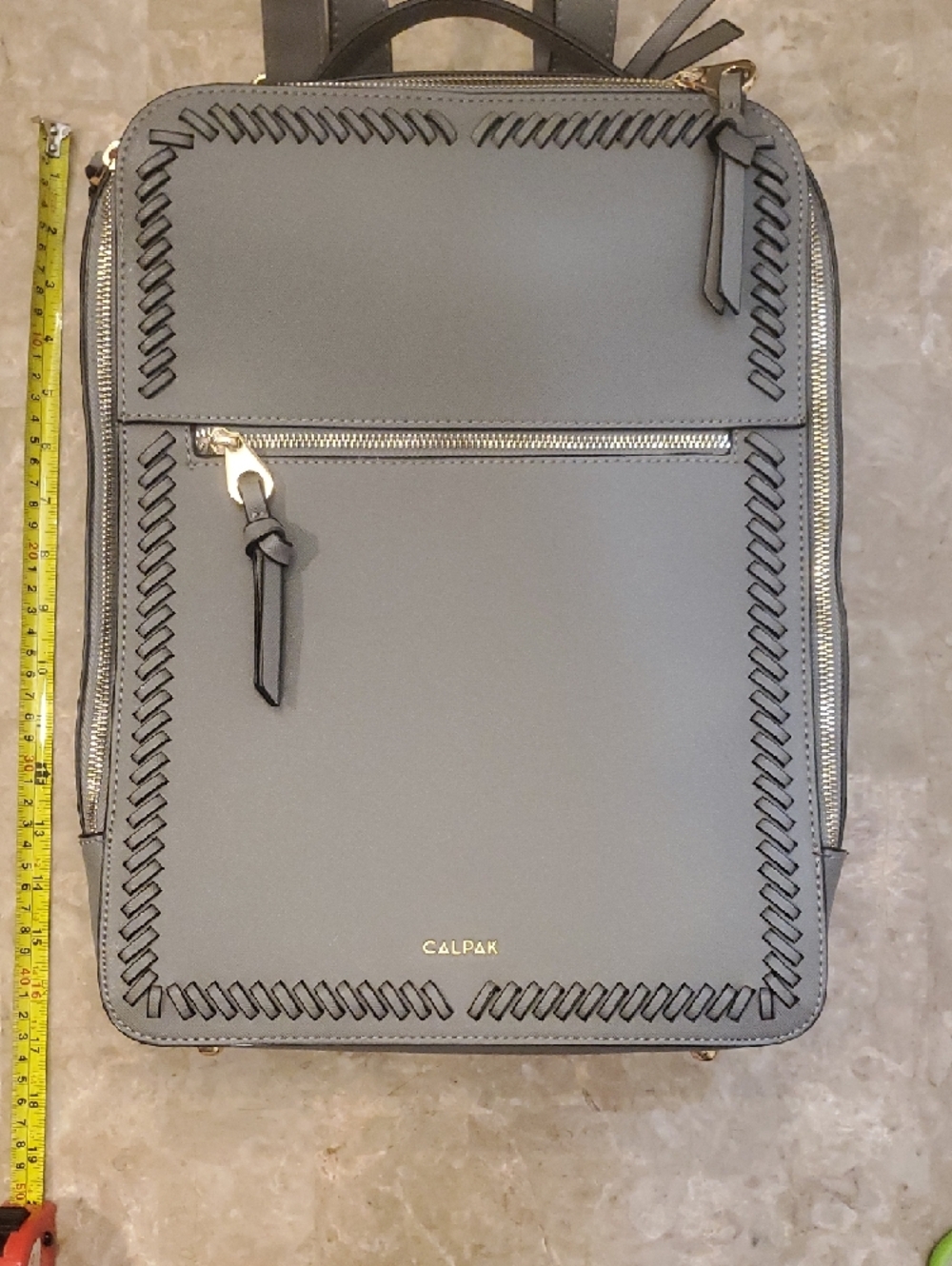Calpak Kaya Gray Laptop Backpack with Gold Hardware - Picture 11 of 11